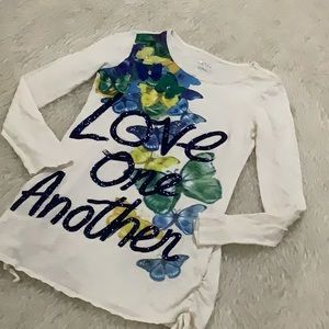 Justice girls blue glittery butterfly long sleeve shirt size 12